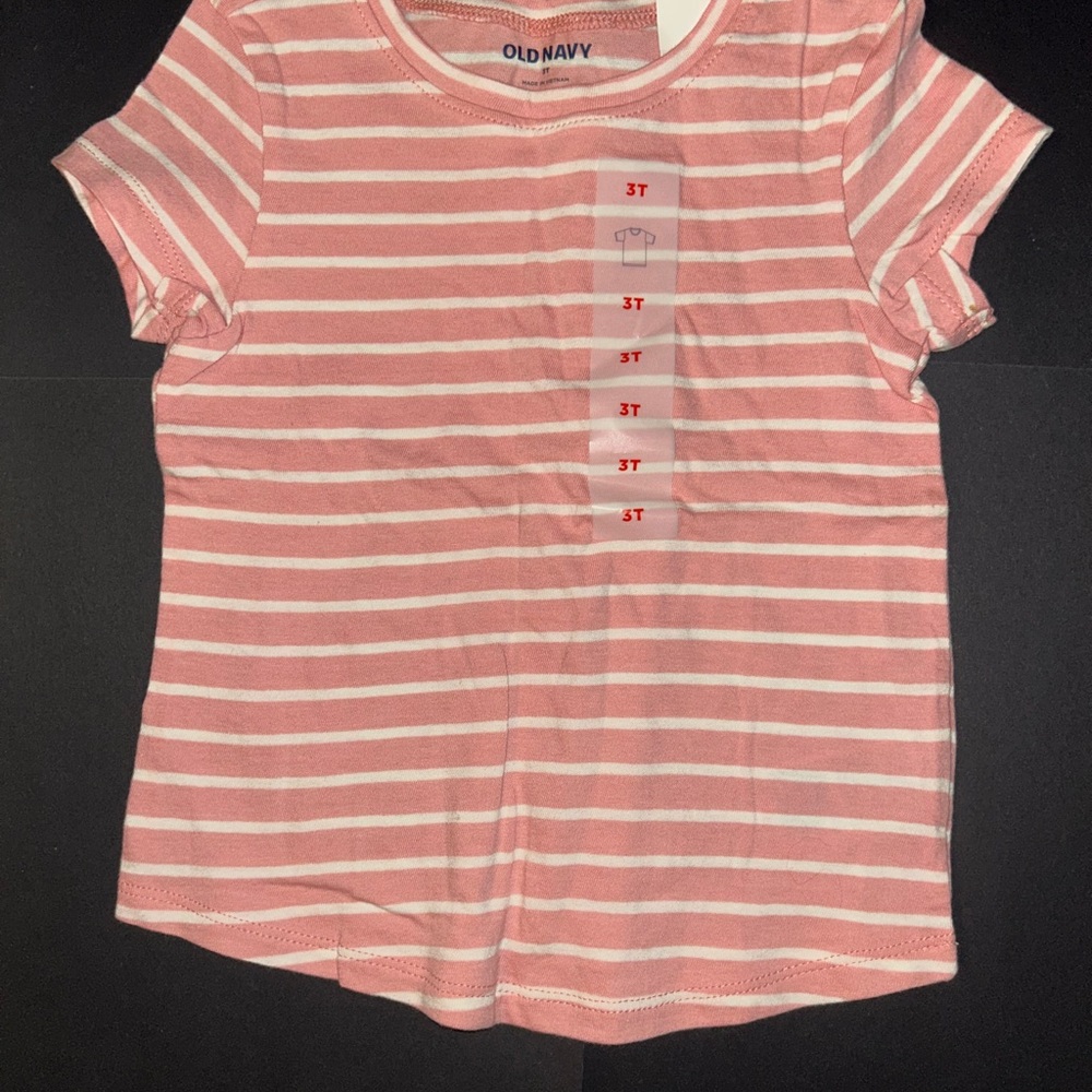 Old Navy Kids Pink and White Striped Tee 3T